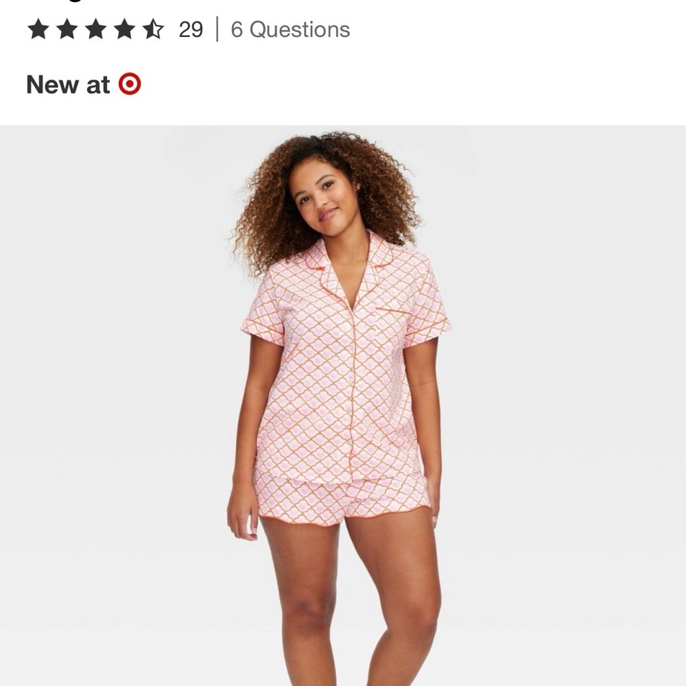 Roller Rabbit X Target Women's Pink Scallop-Print Short Pajama Set - Picture 2 of 4